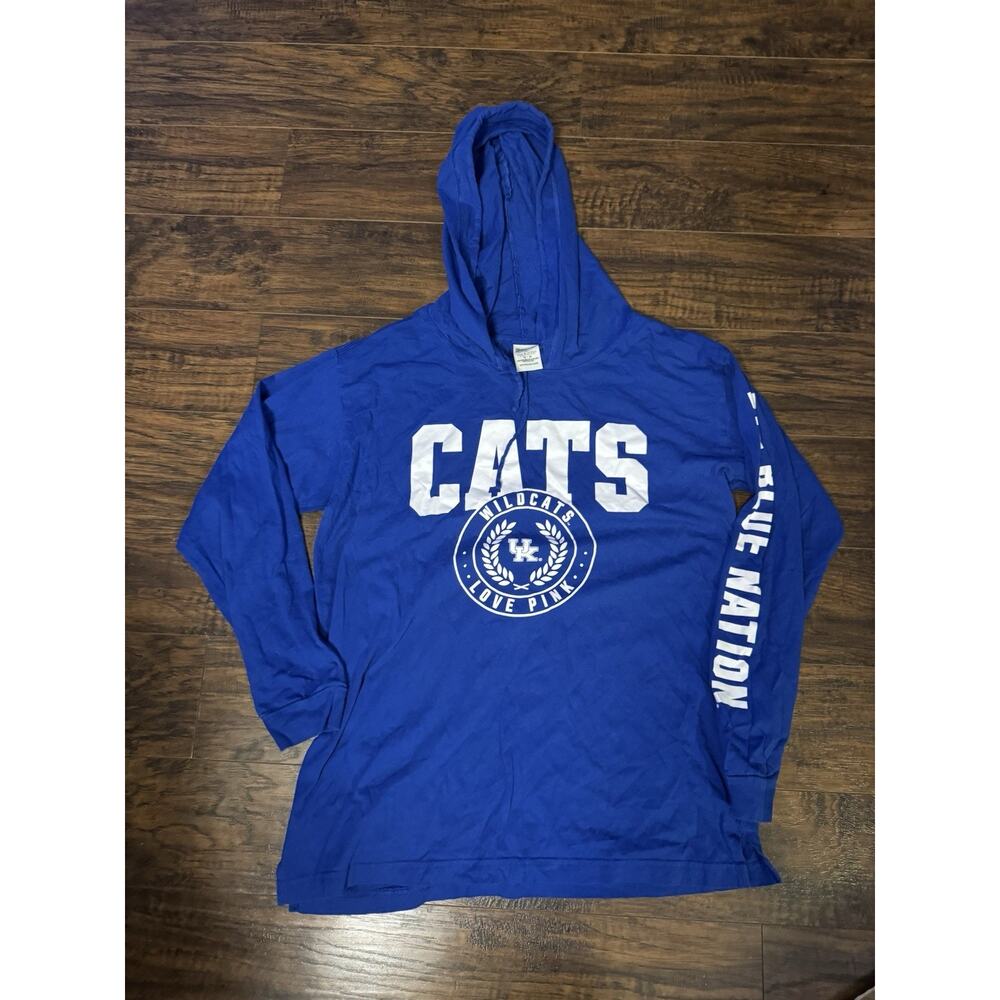 Pink Victoria Secret Hoodie Kentucky Wildcats Shirt Womens Medium Blue CATS
